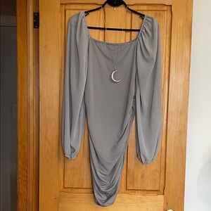 M.    Romantique  Gray Long Sleeve Dress